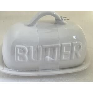 Butter Dish Embossed White Holds 2 Sticks Market Finds New With Tags